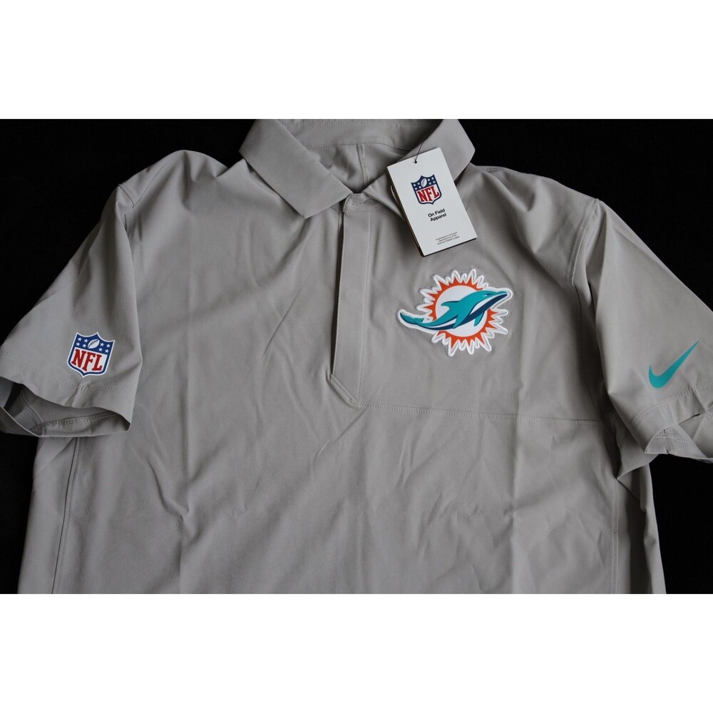Nike Miami Dolphins NFL On Field Polo Mens Large Gray Dri-FIT NWT IF6830-034